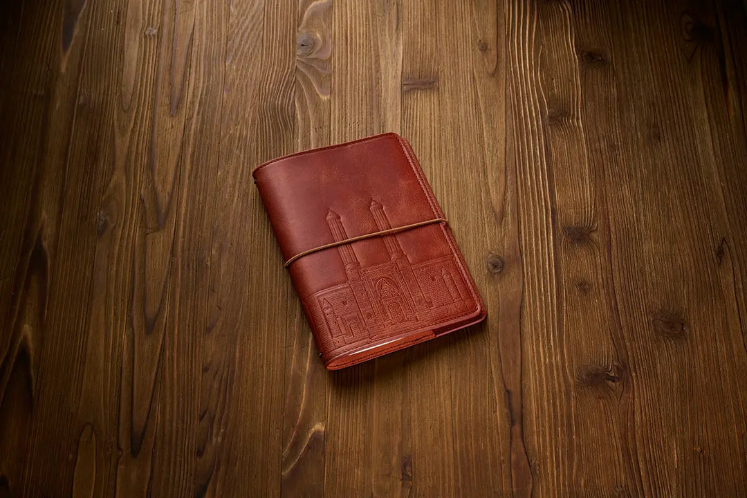 Kültürel Miras - Erzurum Çifte Minareli Medrese Kiremit A5 Deri Defter Kılıfı Limited Edition