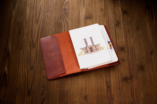 Kültürel Miras - Erzurum Çifte Minareli Medrese Kiremit A5 Deri Defter Kılıfı Limited Edition