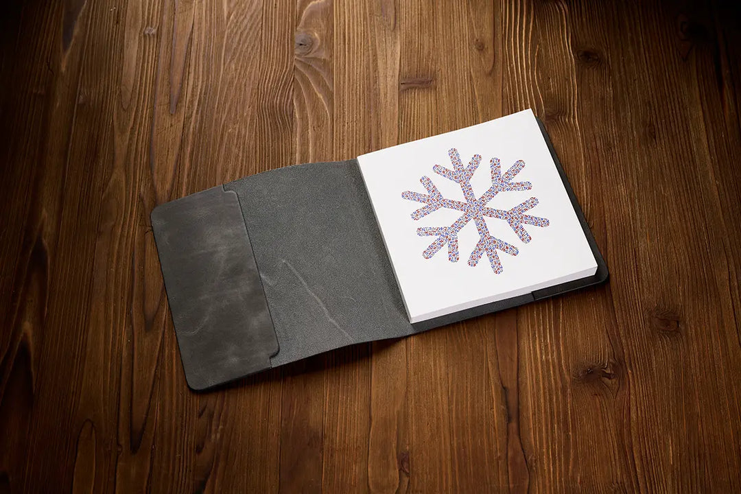 İlmek İlmek Anadolu - Erzurum  25 Limitli Gri Deri Defter Kılıfı (19x19)