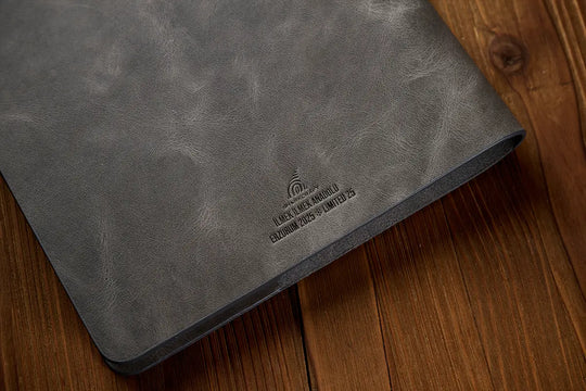 İlmek İlmek Anadolu - Erzurum  25 Limitli Gri Deri Defter Kılıfı (19x19)